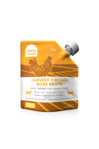 Open Farm Bone Broth, Food Topper for Both Dogs and Cats with Responsibly Sourced Meat and Superfoods Without Artificial Flavors or Preservatives, 12oz (Harvest Chicken)