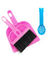 SEIS 3 Pack Hamster Mini Dustpan and Broom Set Guinea Pig Classical Besom Chinchillas Sweeper Cavy Cage Clean Hedgehogs Scooper for Small Animal (Pink)