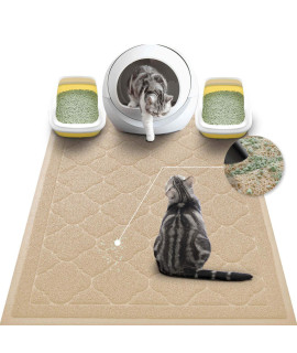 WePet Cat Litter Box Mat, Kitty Premium PVC Pad, Durable Trapping Rug, Phthalate Free, Urine-Resistant, Scatter Control, XXL 47 x 36 Inch, Beige