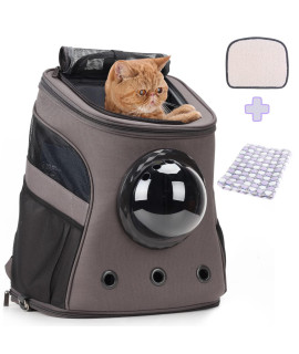 LOLLIMEOW Large Pet Carrier Backpack, Bubble Backpack Carrier for Fat Cats and Puppies,Airline-Approved(Grey)