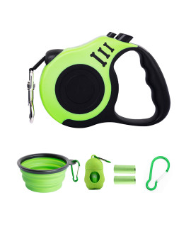 PETIMP Retractable Dog Leash Lightweight 16FT Leash, with Folding Bowl,Dispenser,Waste Bags, for Small Medium Dogs(Green)