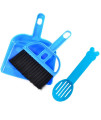 SEIS 3 Pack Hamster Mini Dustpan and Broom Set Guinea Pig Classical Besom Chinchillas Sweeper Cavy Cage Clean Hedgehogs Scooper for Small Animal (Blue)