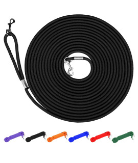 Hi Kiss Check Cord Large,Medium Small Dogs/Puppy Obedience Recall Training Agility Lead - 15ft 30ft 50ft Training Leash - Great for Training, Play, Camping, or Backyard Black 50 Feet