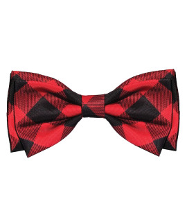 Huxley & Kent Bow Tie for Pets Buffalo Check (Large) Christmas Holiday Velcro Bow Tie Collar Attachment Fun Bow Ties for Dogs & Cats Cute, Comfortable, and Durable H&K Bow Tie