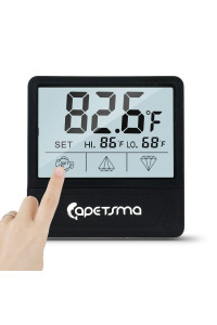 Aquarium Thermometer, C/F Switch LCD Digital Fish Tank Thermometer with Large Clear Screen, Monitor Water Terrarium Temperature, No Messy Wires in Your Saltwater Freshwater and Reef Aquarium. (Black)