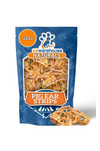 K9warehouse?- Pig Ear Strips for Dogs 2 Pounds Natural Pigs Ears Slivers Dog Chew Treats Inspected and Packaged in USA Made of 100% Pure Pork Alternative to Rawhide Chews Thick Cut Treat