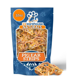 K9warehouse?- Pig Ear Strips for Dogs 2 Pounds Natural Pigs Ears Slivers Dog Chew Treats Inspected and Packaged in USA Made of 100% Pure Pork Alternative to Rawhide Chews Thick Cut Treat