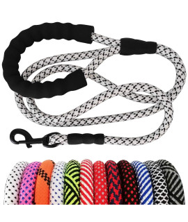 MayPaw Heavy Duty Rope Dog Leash, 1/2 x 6FT Nylon Pet Training Leash, Soft Padded Handle Thick Lead Leash for Large Medium Dogs (1/2 6', White)