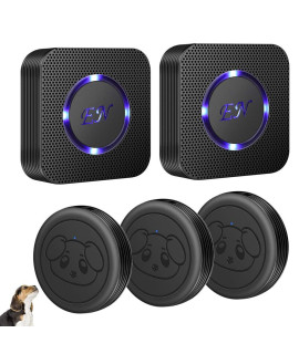 EverNary Dog Door Bell Wireless Doggie Doorbells for Potty Training with Warterproof Touch Button Dog Bells Included Receiver and Transmitters (2 Receiver + 3 Transmitters)