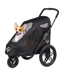 Petique Breeze Jogger, Dog cart for Medium Size Pets, Ventilated Pet Stroller for cats & Dogs, Black