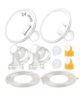 Maymom MyFit Pump Parts compatible with Medela PersonalFit Medela Breast Pump, Pump in Style Advanced, Lactina, Symphony, Incl Standard Breast Pump Shield (24mm) Base connector Valve Membrane Tube