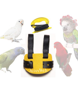 Avianweb Pionus Bird Harness (Also fits Small Macaws/Cockatoos and Large Conures) (Sparkly Yellow)