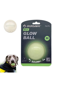 SKIPDAWG Interactive Squeaky Dog Ball, Light Up Dog Ball Glow in Dark, Floating Dog Toy Ball Durable TPR Light Weight, Bouncy Dog Tennis Ball for Dogs Size 2.5 Inches, 1 Pack