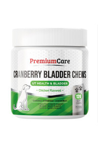 Premium Care Cranberry Bladder Chews - Dog Supplements for Urinary Tract (UT) Health, Bladder and Kidney Support - Cranberry Chewables with Vitamins for Better Bladder Control for Dogs - 120 Chews