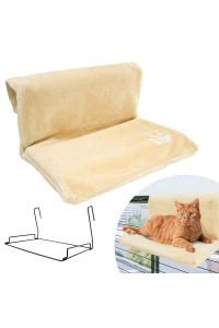 Downtown Pet Supply Cat Hammock Bed - Cat Shelf - Warm and Cozy Plush Nap Mat with Wire Bed Frame - Strong & Secure - Beige - 18.5 in x 12 in