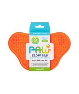 PetDreamHouse Lick Paw Pad & Slow Feeder for Dogs, Anti-Boredom, Distraction Mat, Reduces Anxiety wStress-Relief Stimulating Licking, Suction cups on Back, Ideal for Puppies, Dogs & cats, Orange