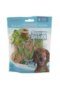 Wonder Snaxx Peanut Butter & Apple, Twists, Dog Chews Made from Whipped Rawhide, Sm/Med, 6 Twists