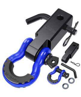 AUTOBOTS Shackle Hitch Receiver 2, 45,000 Lbs Break Strength Heavy Duty Receiver with 58 Screw Pin, 34 D Ring Shackles, Towing Accessories for Vehicle Recovery Off-Road, BlueBlack