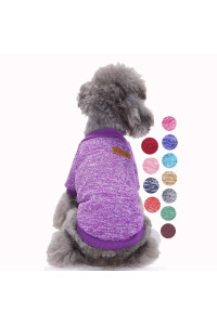 Bwealth Small Dog Sweater, Dog Clothes Soft Pet Apparel Thickening Fleece Shirt Warm Winter Knitwear Sweater for Small Pet (13 Colors Available)(XS - XXL Suitable for 1.5lb - 20lb) (L, Purple)