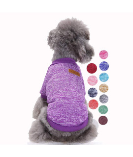 Bwealth Small Dog Sweater, Dog Clothes Soft Pet Apparel Thickening Fleece Shirt Warm Winter Knitwear Sweater for Small Pet (13 Colors Available)(XS - XXL Suitable for 1.5lb - 20lb) (L, Purple)