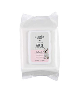 MARTHA STEWART for Pets Itch Relief Grooming Wipes for Dogs Natural Hypoallergenic Dog Wipes, 100 Count Relieving Anti Itch Dog Grooming Wipes for All Dogs, White