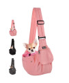 Lukovee Pet Sling Carrier, Dog Papoose Hand Free Puppy Cat Carry Bag with Bottom Supported Adjustable Padded Shoulder Strap and Bag Opening Front Zipper Pocket Safety Belt for Small Dogs (Pink)