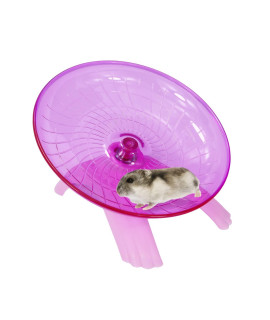 Hamster Flying Saucer Silent Running Exercise Wheel for Gerbil Rat Mouse Hedgehog Small Animals (Pink)