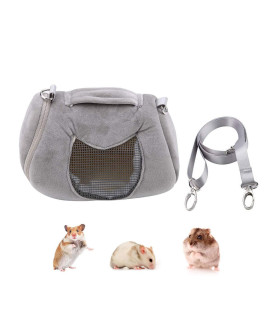 Hamster Carrier Bag Portable Outdoor Travel Handbag with Adjustable Single Shoulder Strap for Hamster Small Pets (Grey)