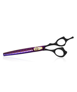 TIJERAS 440C Straight Cutting Scissor Chunker Shear Pet Grooming Thinning Shear Hair Cutting Scissor for Hair Trimming Japanese Steel Balde Scissor for Dogs and Cats Thinning Rate 35%-45%