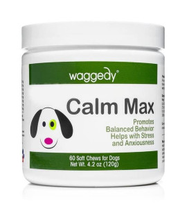 waggedy Calming Chews for Dogs, Tasty Treats Provide Stress & Anxiety Relief for Dogs During Separation, Travel & Times of Fear - Calming Treats | Dog Treats (Calm Max)