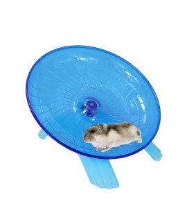 Wontee Hamster Flying Saucer Silent Running Exercise Wheel for Gerbil Rat Mouse Hedgehog Small Animals (Blue)