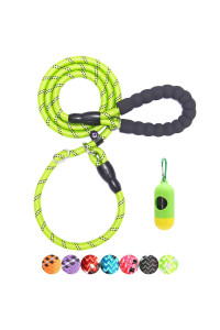 BAAPET 6 Feet Slip Lead Dog Leash Anti-Choking with Upgraded Durable Rope Cover and Comfortable Padded Handle for Large, Medium, Small Dogs Trainning with Poop Bags and Dispenser (Green)