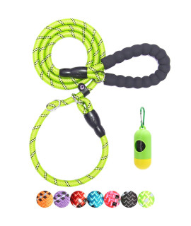 BAAPET 6 Feet Slip Lead Dog Leash Anti-Choking with Upgraded Durable Rope Cover and Comfortable Padded Handle for Large, Medium, Small Dogs Trainning with Poop Bags and Dispenser (Green)