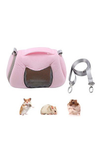 Wontee Hamster Carrier Bag Portable Outdoor Travel Handbag with Adjustable Single Shoulder Strap for Hamster Small Pets (Pink)
