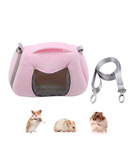 Wontee Hamster Carrier Bag Portable Outdoor Travel Handbag with Adjustable Single Shoulder Strap for Hamster Small Pets (Pink)