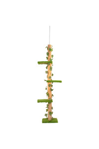 Downtown Pet Supply 4-Level Tall Cat Tower for Indoor Cats, Synthetic Grass - Tightly Woven Sisal Rope Cat Scratching Post with Stable Wooden Base - Extends from 93-97.5