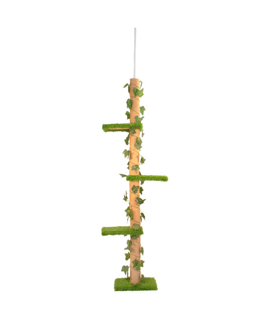 Downtown Pet Supply 4-Level Tall Cat Tower for Indoor Cats, Synthetic Grass - Tightly Woven Sisal Rope Cat Scratching Post with Stable Wooden Base - Extends from 93-97.5
