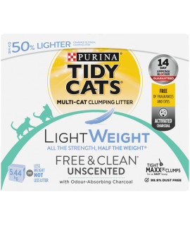 Tidy Cats Free & Clean Lightweight Cat Litter for Multiple Cats - 5.44 kg