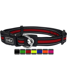 DDOXX Reflective Airmesh Dog Collar - Strong and Adjustable Collars Dogs - L (Red)