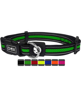 DDOXX Reflective Airmesh Dog Collar - Strong and Adjustable Collars Dogs - S (Green)