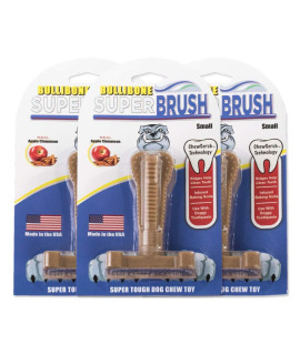 Bullibone SuperBrush: Dog Teeth Cleaning Brushing Toothbrush Stick - Long Lasting Nylon Apple Cinnamon Chew Toy for Oral Care and Dental Health