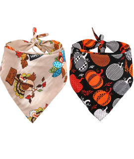 2 PCS/Pack Thanksgiving Dog Bandana Reversible Triangle Bibs Scarf Accessories for Dogs Cats Pets Large