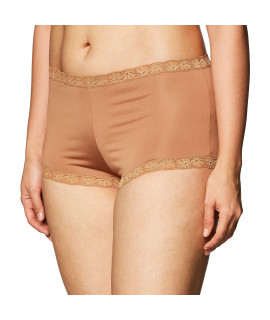 Maidenform Womens One Fab, Low-Rise Fit Microfiber Boyshort Panties with Lace, cinnamon Butter, 9