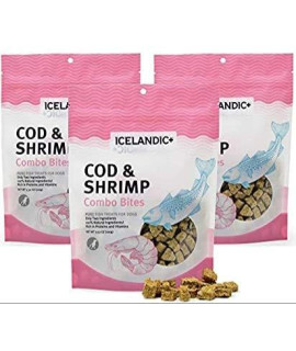 Icelandic+ Cod & Shrimp Combo Bites Fish Dog Treat (Pack of 3-3.52-oz Bags)