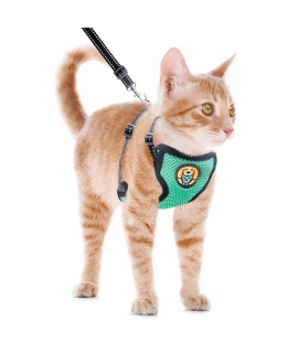 AWOOF Cat Harness and Leash Escape Proof, Adjustable Cat Kitten Puppy Walking Jacket With Metal Leash Ring, Soft Breathable Small Pet Vest (M)(original version)