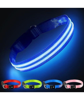 PcEoTllar Lighted Dog Collars for Night, Light Up Dog Collar Rechargeable Water-Resistant Flashing LED Dog Collars Safety Glow in The Dark Dog Collars Light for Large Small Medium Dogs