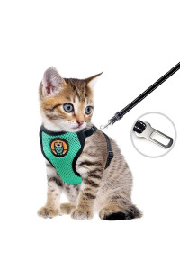 AWOOF Reflective Kitten Harness and Leash Escape Proof with Car Seat Belt, Adjustable Cat Puppy Walking Jacket with Metal Leash Ring, Soft Breathable Small Pet Vest (S)(New Version)
