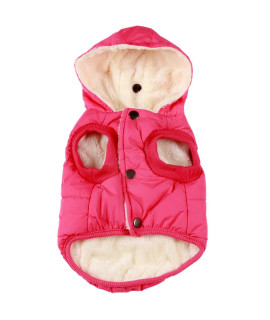 Vecomfy Fleece Lining Extra Warm Dog Hoodie in Winter for Small Dogs Jacket Puppy Coats with Hooded Pink M