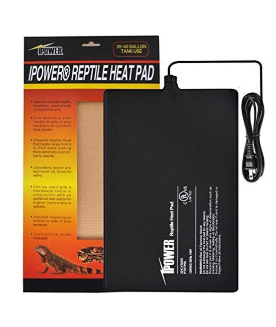 iPower 8 by 12-Inch Reptile Heat Mat Under Tank Heater Terrarium Heating Pad Ideal for Spider Snake Tarantula Hermit Crab Turtle, Black