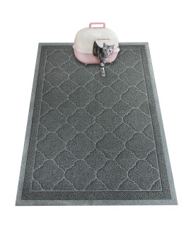 PETUPPY Premium Durable Cat Litter Mat, XL Size 47X36- No Phthalate- Non-Slip-Water Resistant- Easy to Clean-Soft On Kitty Paws-Traps Litter from Litter Box(Extra Large Gray Khaki)